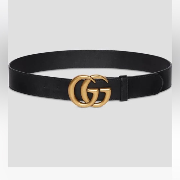 Gucci Black Smooth Calfskin Leather Gold Double G Buckle Belt 110/44. - Picture 2 of 13